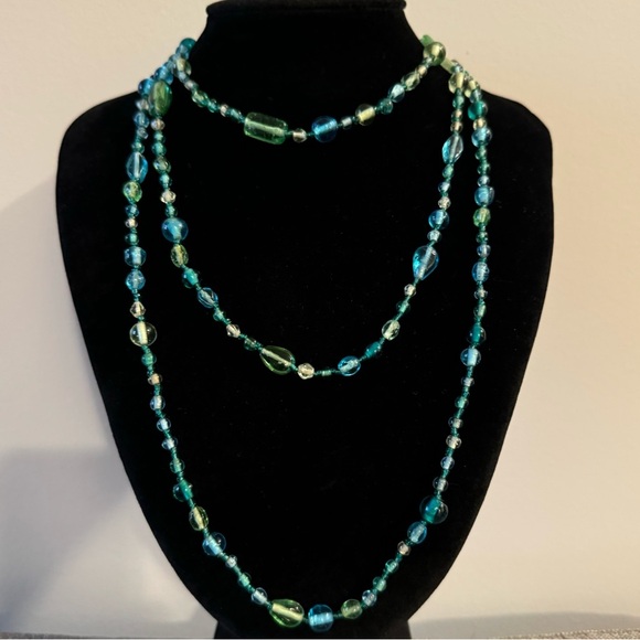 ⚜️3 for $30⚜️ Vintage Blue Beaded Station Necklace (Boho, Retro) - Picture 10 of 11